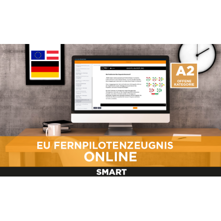 ONLINE SMART: Fernpilotenzeugnis A2 - ULC (EU-Drohnenführerschein) mit 24/7 Prüfung