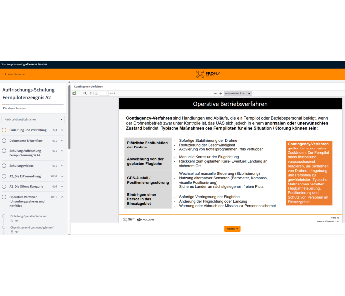 A2 ONLINE REFRESH: Auffrischungs Schulung für das A2 Fernpilotenzeugnis (+ Pilotenkarte)