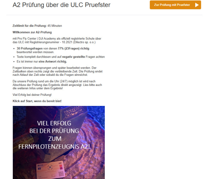 Fernpilotenzeugnis A2, EU Drohnenführerschein online