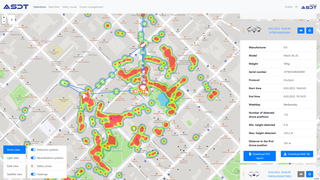 Digital situational overview for detecting and assessing drone flights